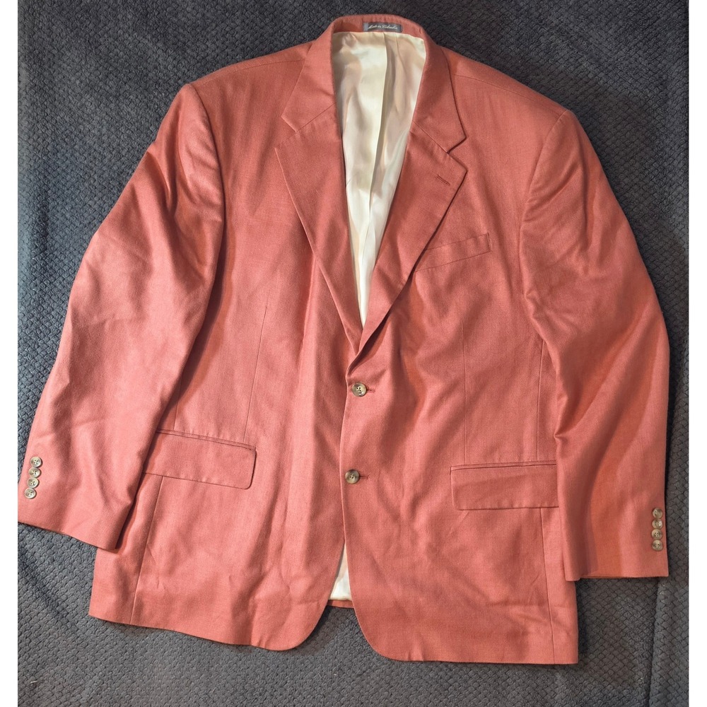 Oscar de la Renta Mens 48R Silk Wool Sport Coat Blazer Salmon Pink 2 Button 5866
